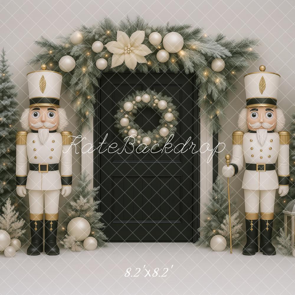 Kate Christmas Nutcracker Fir Trees Black Door Backdrop Designed by Ashley Paul
