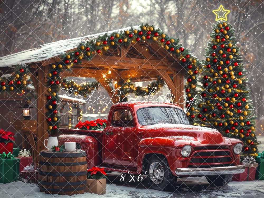 Kate Christmas Red Truck Backdrop Designed by Mini MakeBelieve - Kate Backdrop AU