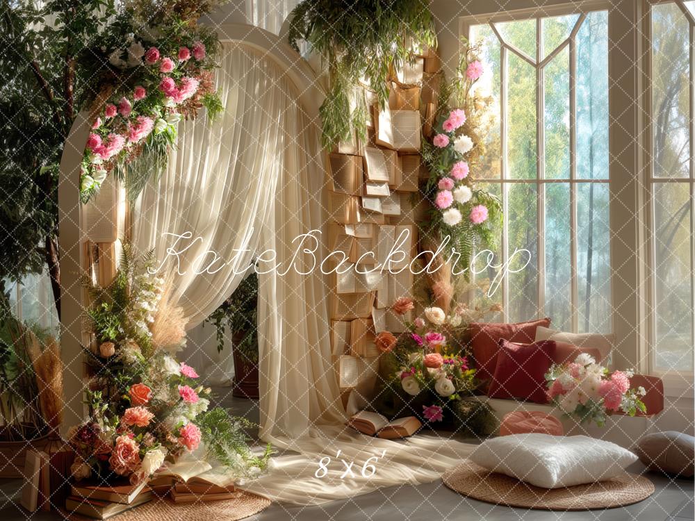 Kate Spring Books Reading Nook Backdrop Designed by Mini MakeBelieve - Kate Backdrop AU