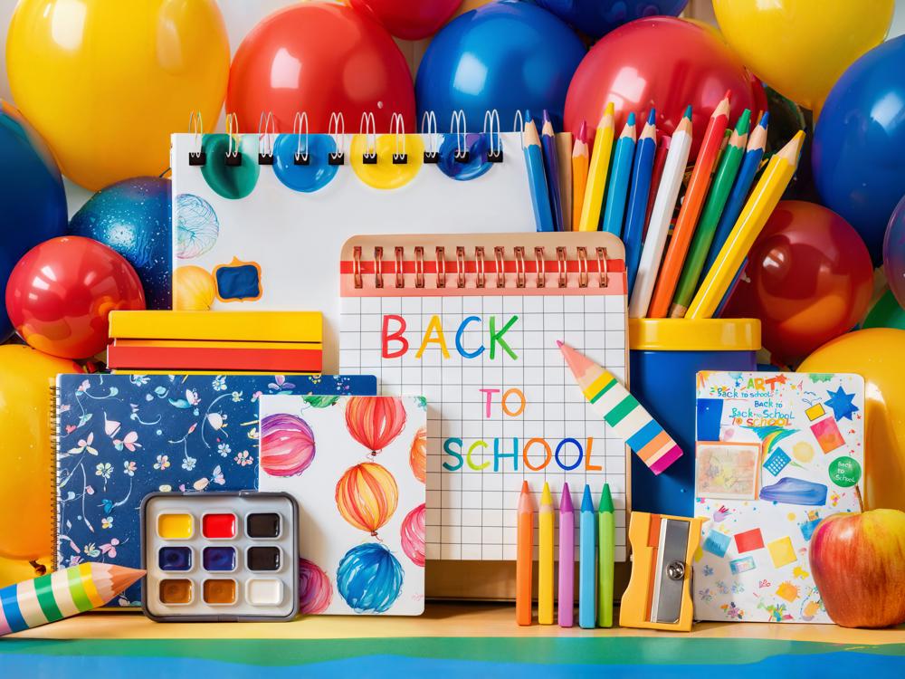 Kate Back to School Balloons Colourful Backdrop Designed by Emetselch