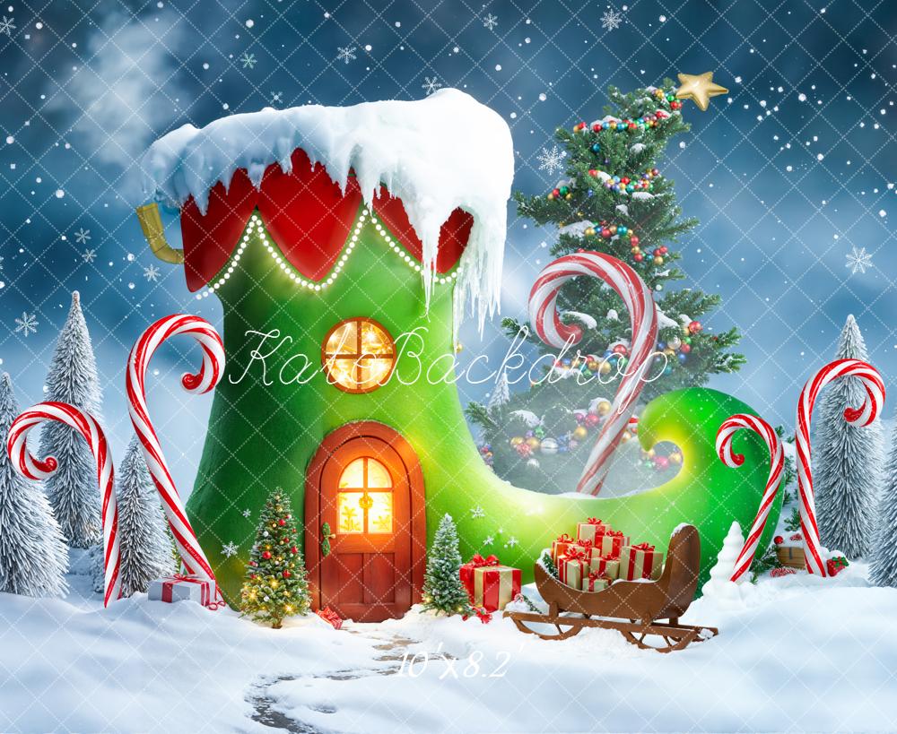Kate Elf Shoe House Christmas Tree Backdrop Designed by Emetselch