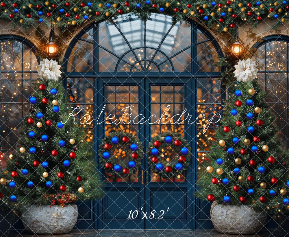 Kate Christmas Trees Wreaths Door Garland Backdrop Designed by Mini MakeBelieve - Kate Backdrop AU