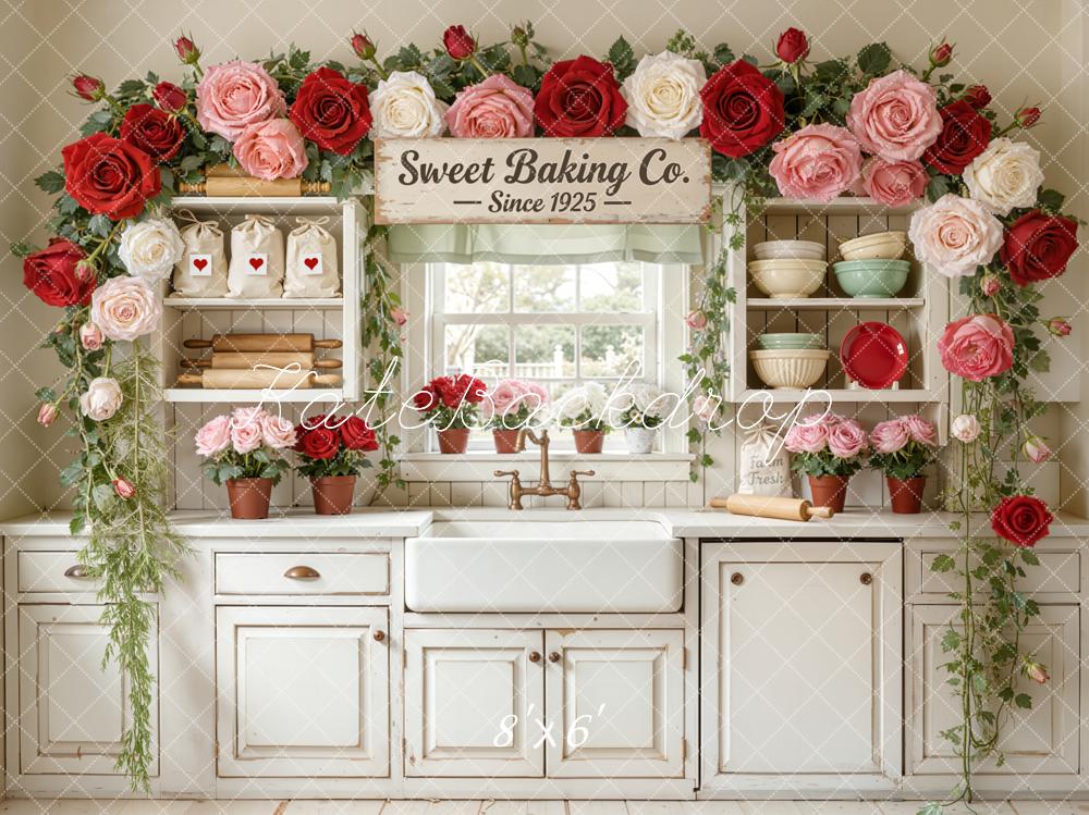 Kate Baking Kitchen Roses Vintage Cabinet Backdrop Designed by Emetselch