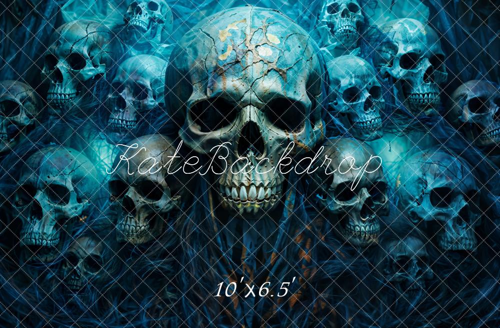 Kate Halloween Skulls Smoke Night Backdrop Designed by Chain