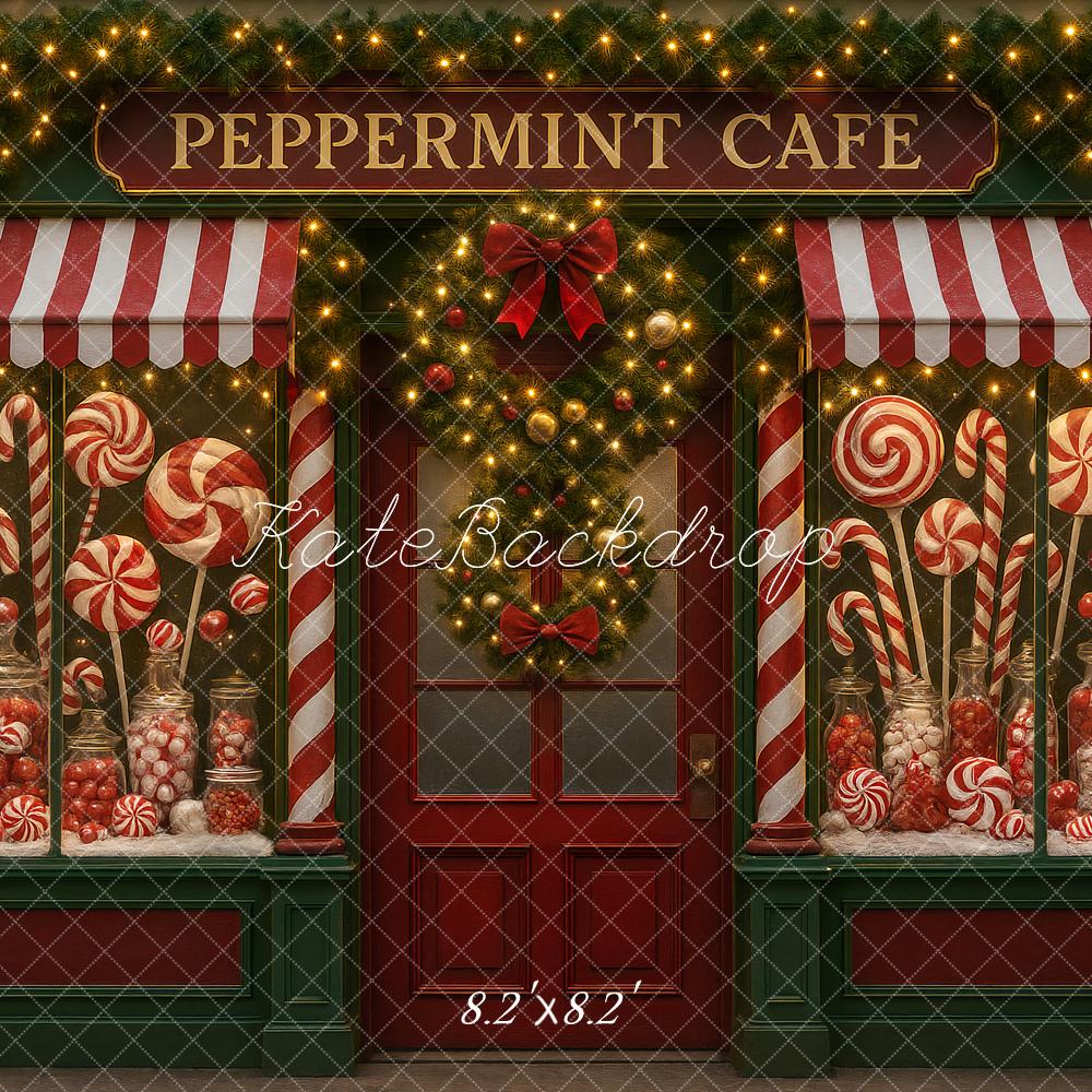 Kate Christmas Peppermint Candy Cafe Backdrop Designed by Ashley Paul