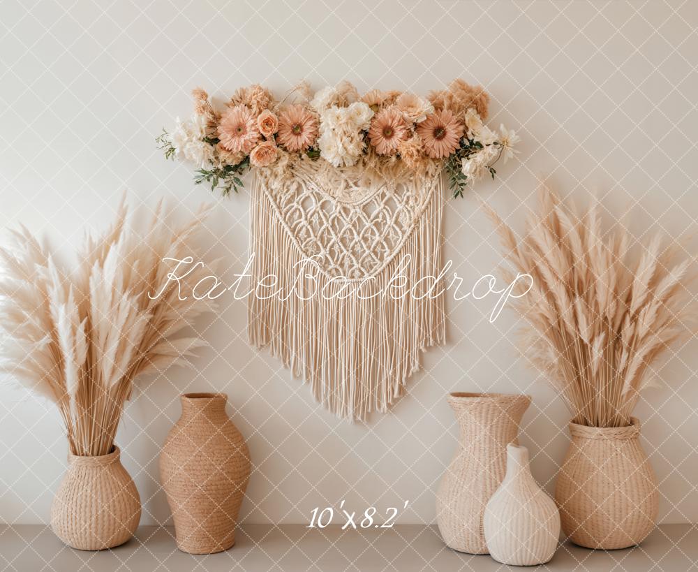Kate Boho Macrame Pampas Grass Backdrop Designed by Emetselch - Kate Backdrop AU