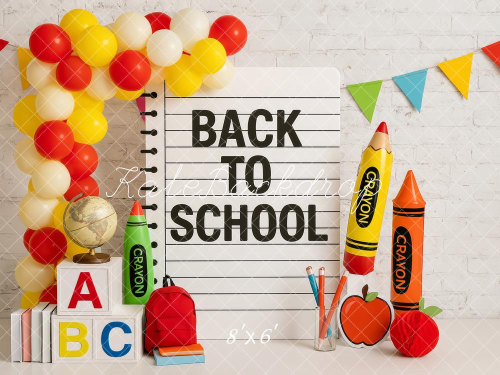 Kate Back to School Balloons Backdrop Designed by Patty Roberts - Kate Backdrop AU