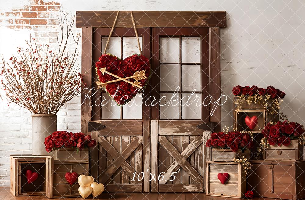 Kate Valentine Door Heart Crates Fleece Backdrop Designed by Emetselch