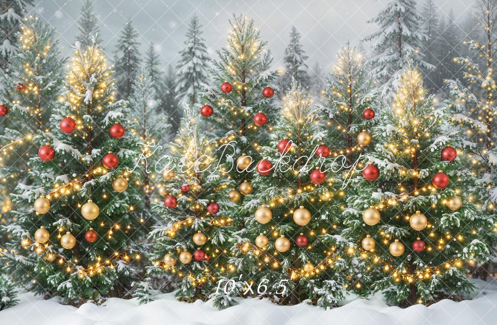 Kate Christmas Snowy Pine Trees Backdrop Designed by Emetselch - Kate Backdrop AU
