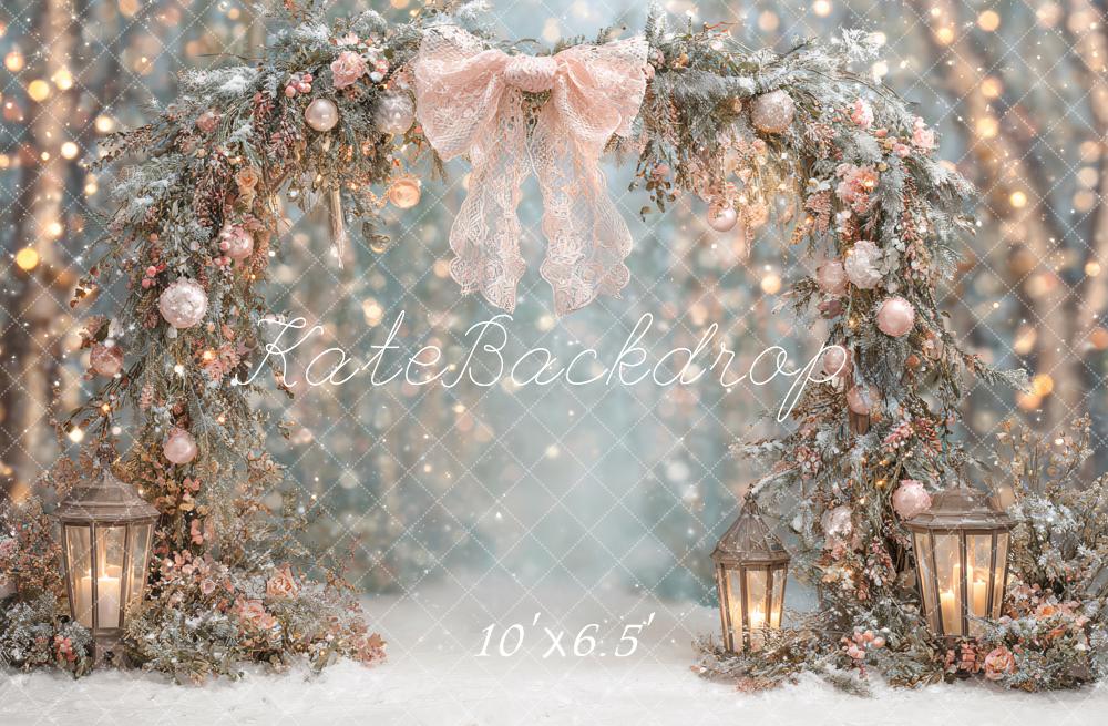 Lightning Deals-C1 Kate Flower Arch Bokeh Snowy Backdrop Designed by Ashley Paul