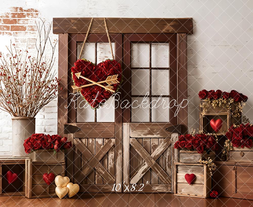 Kate Valentine Door Heart Crates Fleece Backdrop Designed by Emetselch