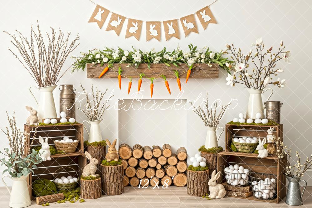 Kate Easter Bunny Carrot Wooden Crates Fleece Backdrop Designed by Patty Roberts