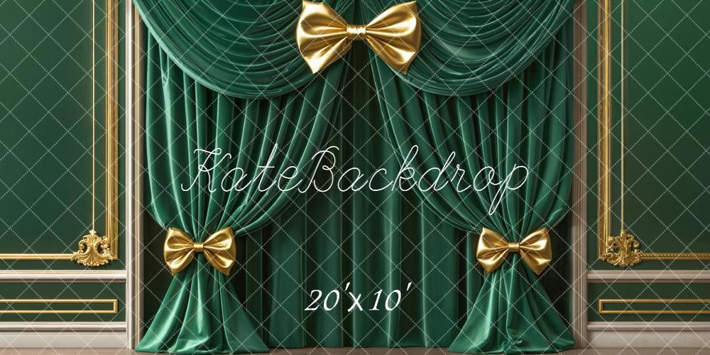 Kate Green Curtains Gold Bows Backdrop Designed by Emetselch