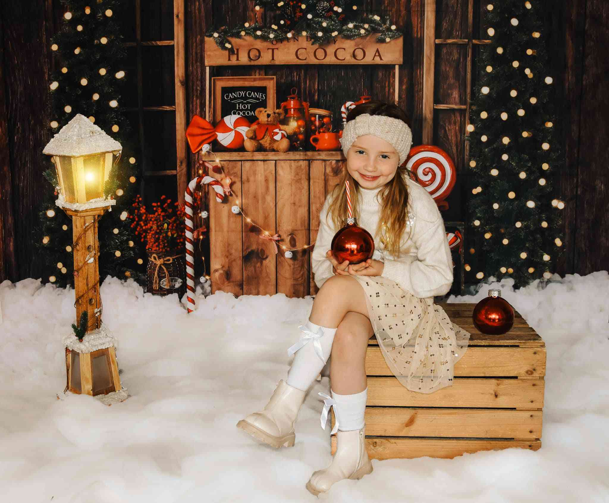 Kate Christmas Tree Backdrop Winter Hot Cocoa Designed by Emetselch - Kate Backdrop AU
