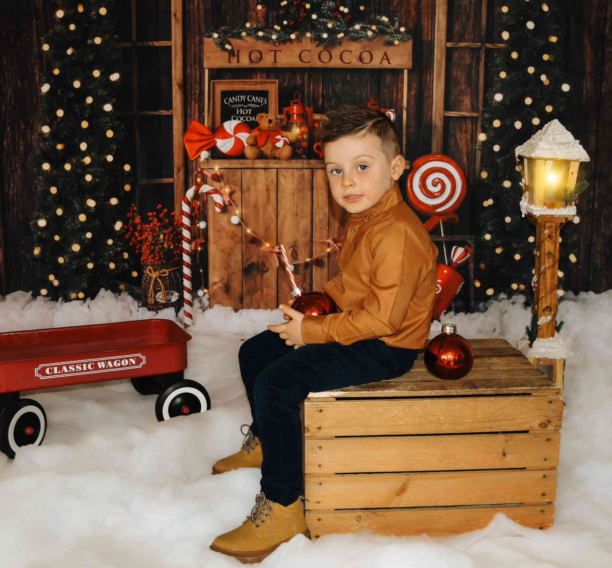 Kate Christmas Tree Backdrop Winter Hot Cocoa Designed by Emetselch - Kate Backdrop AU