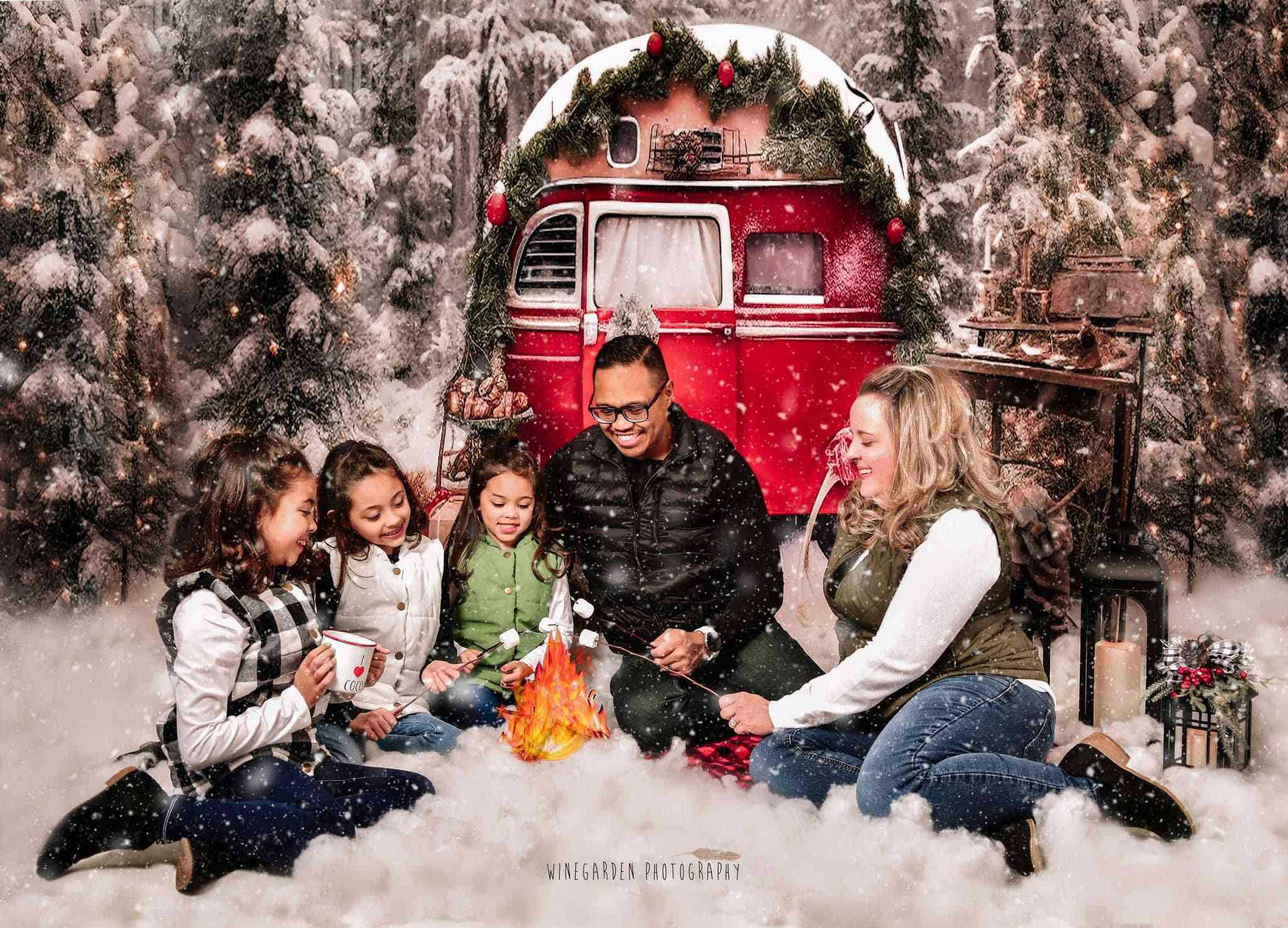 Kate Christmas Outdoor Snow Backdrop Forest for Photography - Kate Backdrop AU
