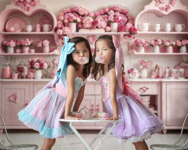 Kate Valentine's Day Pink Rose Floral Kitchen Backdrop Designed by Emetselch - Kate Backdrop AU