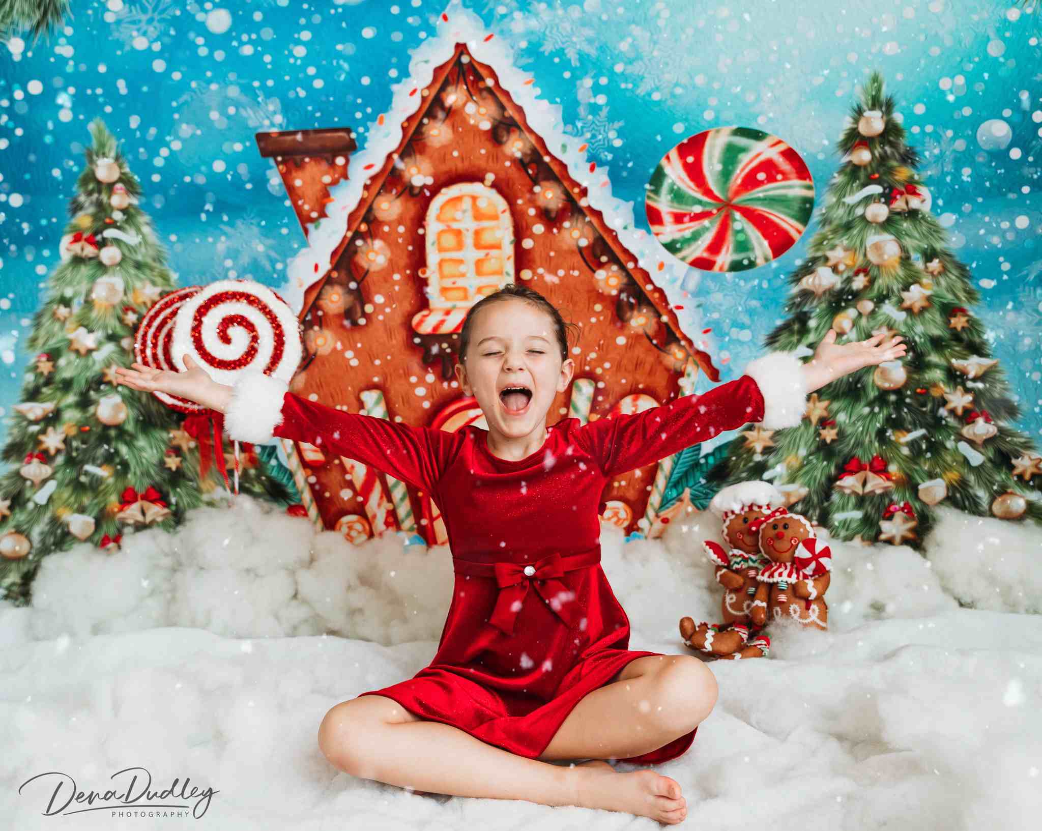 Kate Christmas Oil Painting Candy House Snow Backdrop for Photography - Kate Backdrop AU