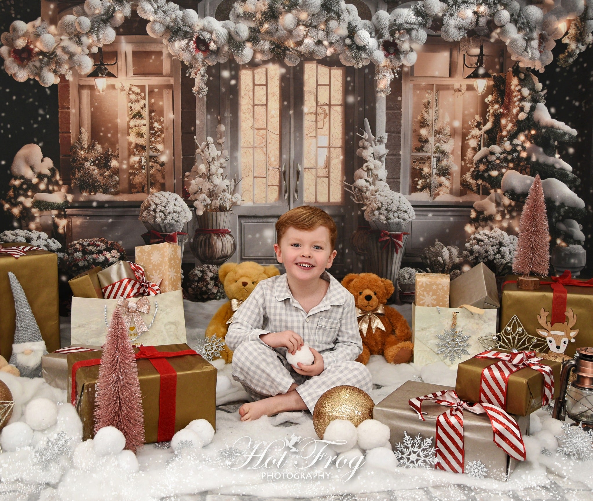 Kate Winter Christmas House Snow Light Backdrop Designed by Emetselch - Kate Backdrop AU