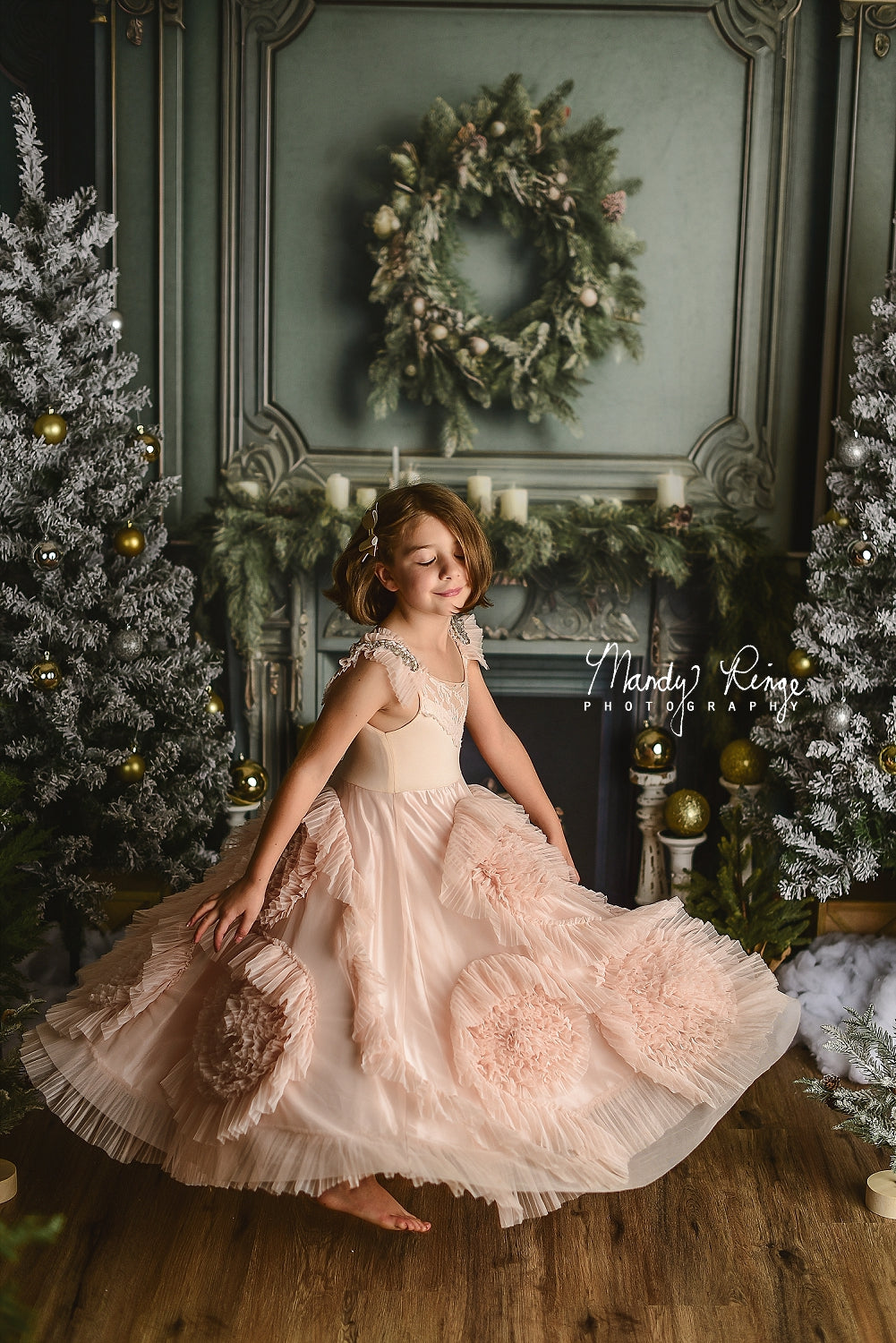 Kate Green Christmas Fireplace Backdrop Designed by Mandy Ringe Photography - Kate Backdrop AU