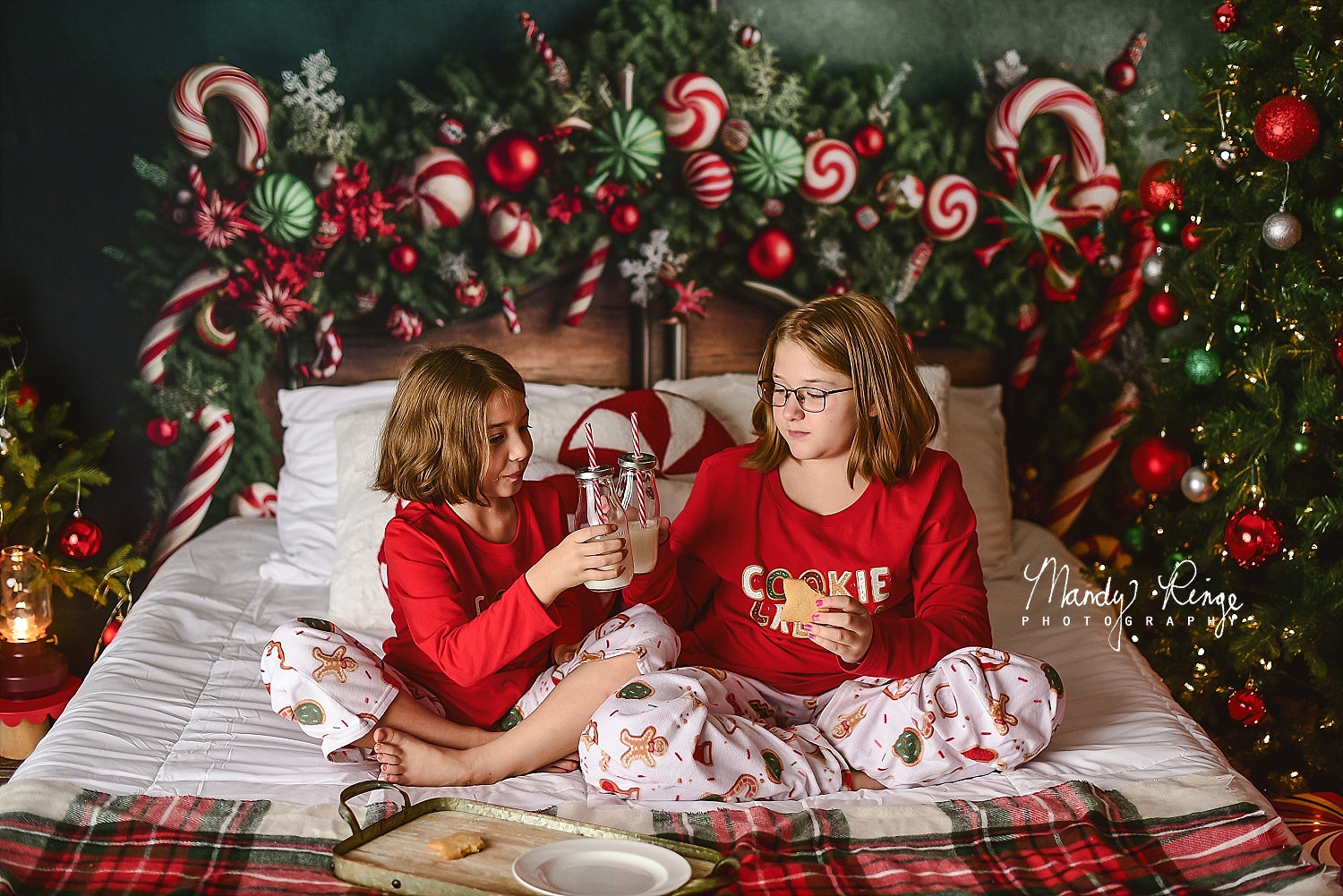 Kate Green Christmas Headboard Backdrop Candy Cane Designed by Mandy Ringe Photography - Kate Backdrop AU