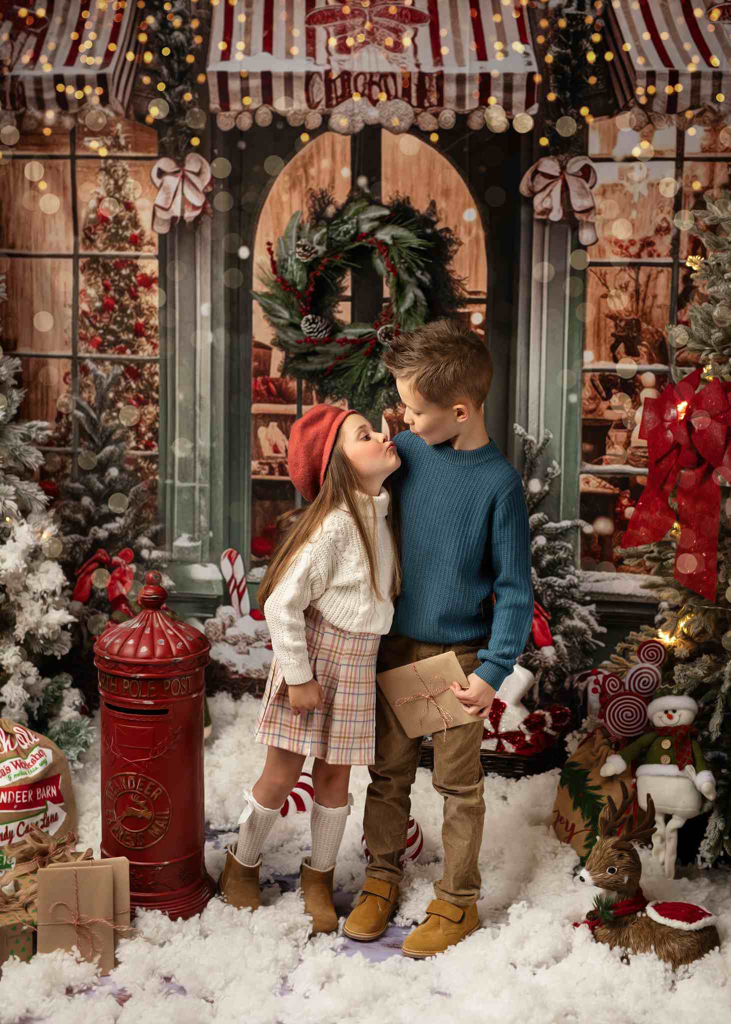 Kate Christmas Snow Cabin Backdrop for Photography - Kate Backdrop AU