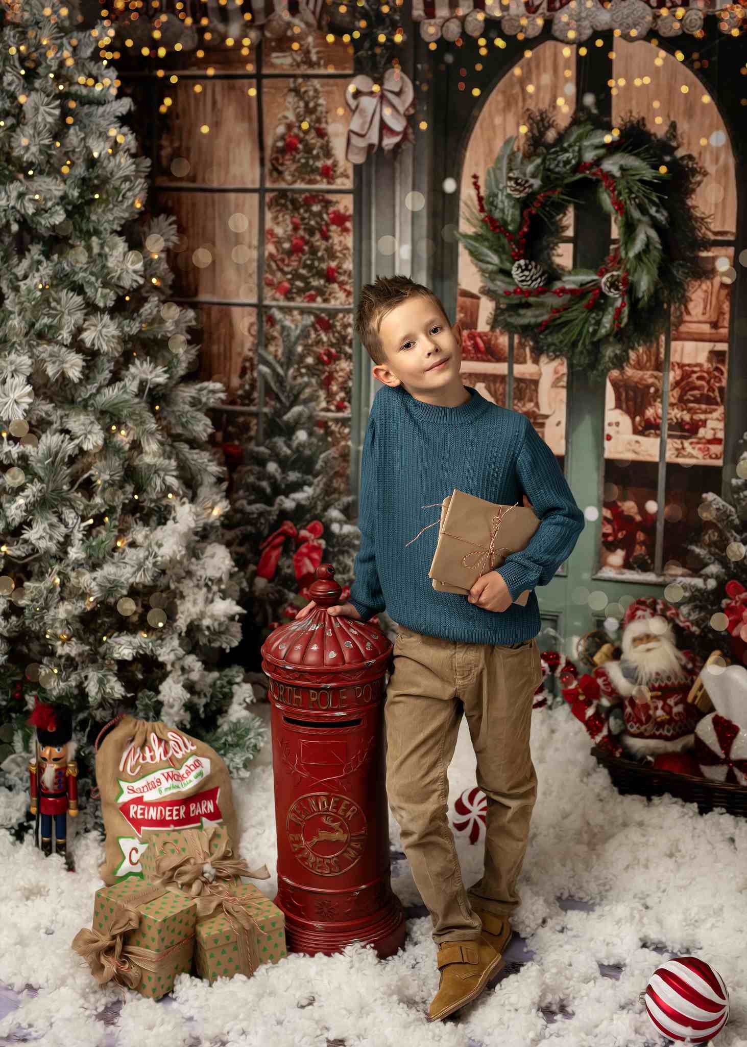 Kate Christmas Snow Cabin Backdrop for Photography - Kate Backdrop AU
