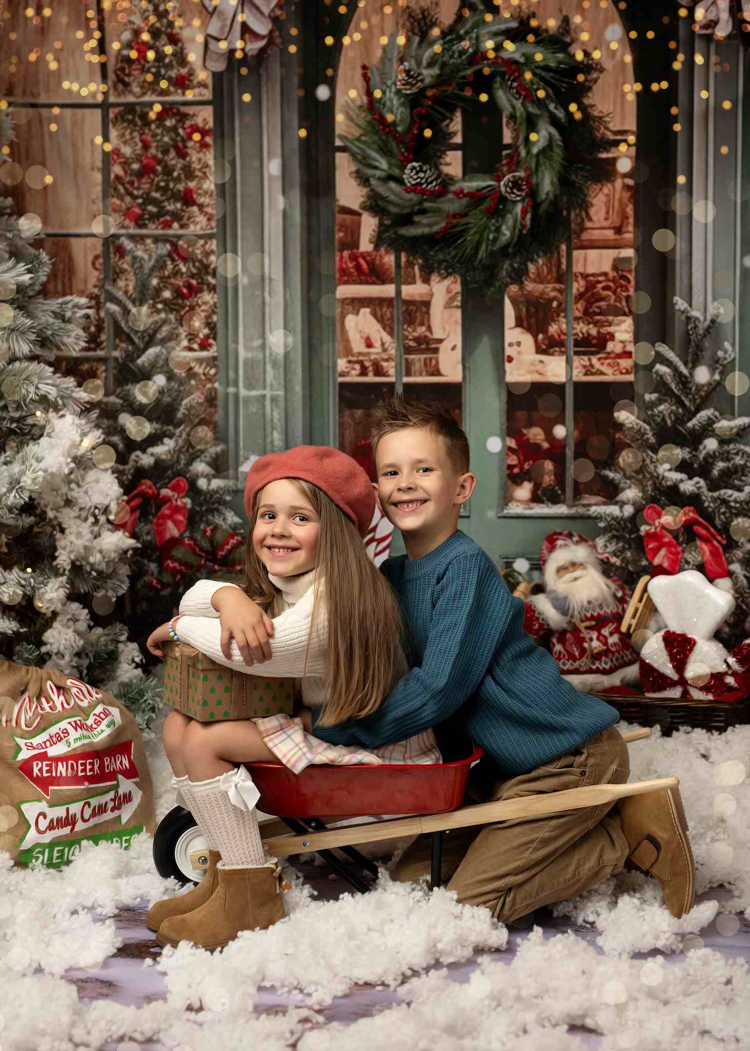 Kate Christmas Snow Cabin Backdrop for Photography - Kate Backdrop AU
