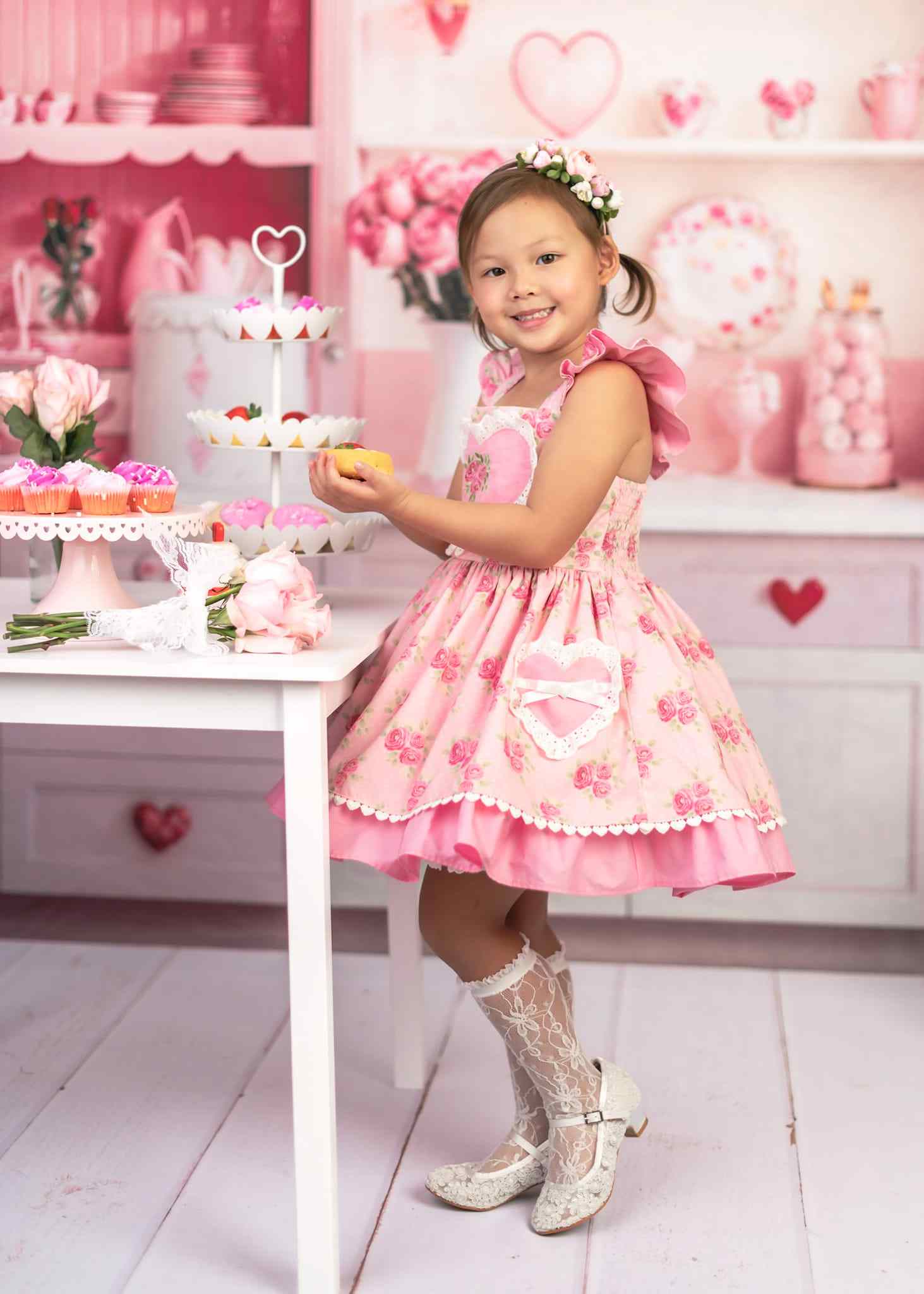 Kate Valentine's Day Pink Sweet Kitchen Backdrop Designed by Emetselch - Kate Backdrop AU