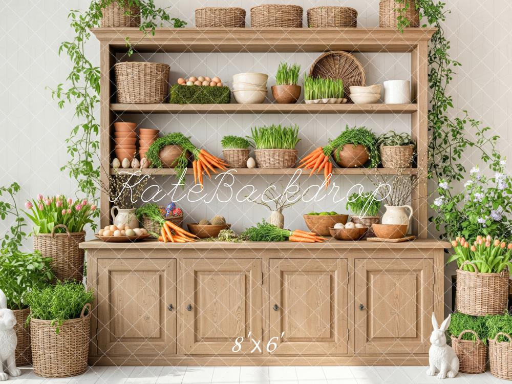 Kate Easter Bunny Wooden Cabinet Fleece Backdrop Eggs Carrots Designed by Patty Roberts