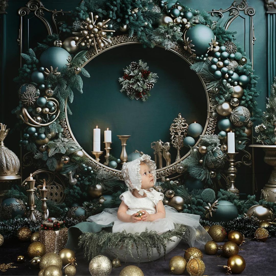 Kate Vintage Green Wall Circle Backdrop Designed by Emetselch - Kate Backdrop AU