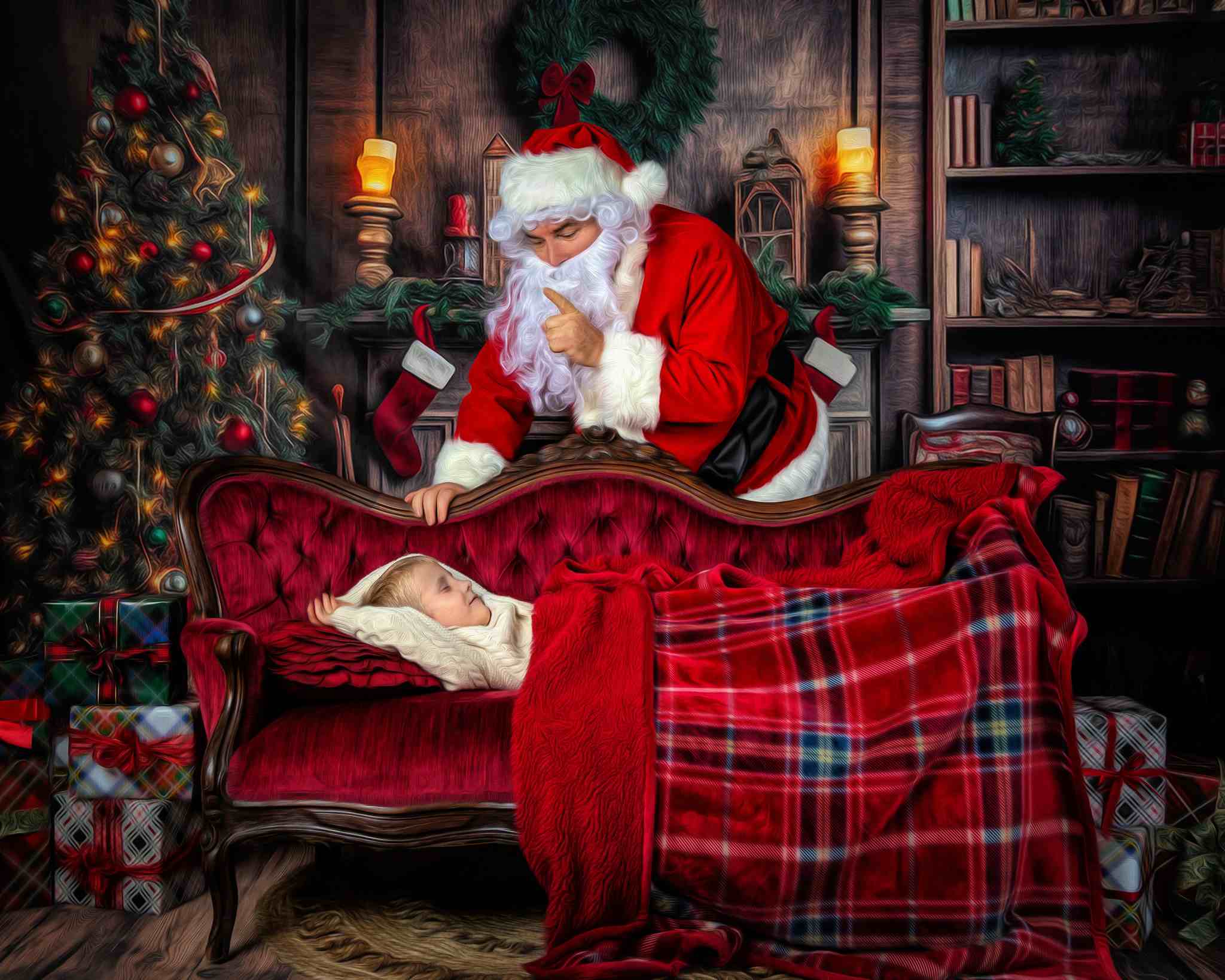 Kate Christmas Tree Fireplace Backdrop Winter for Photography - Kate Backdrop AU