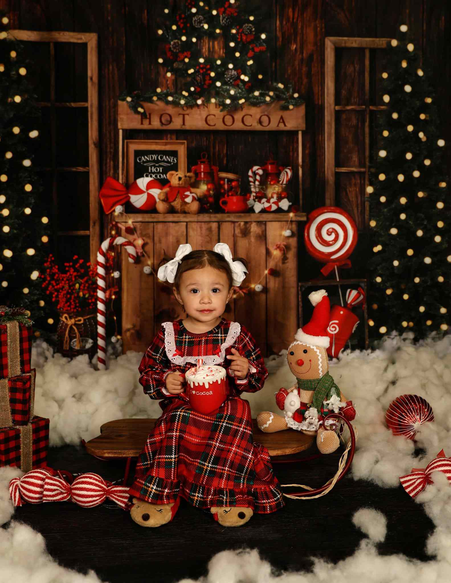 Kate Christmas Tree Backdrop Winter Hot Cocoa Designed by Emetselch - Kate Backdrop AU