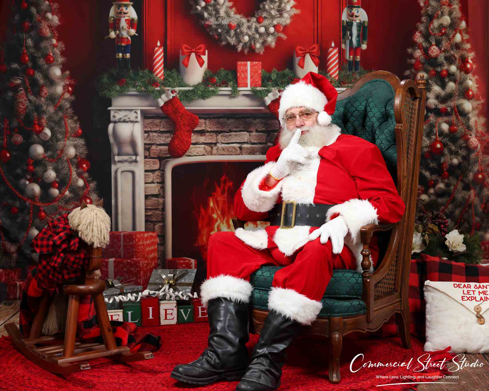 Kate Red Christmas Tree Fireplace Backdrop Designed by Chain Photography - Kate Backdrop AU