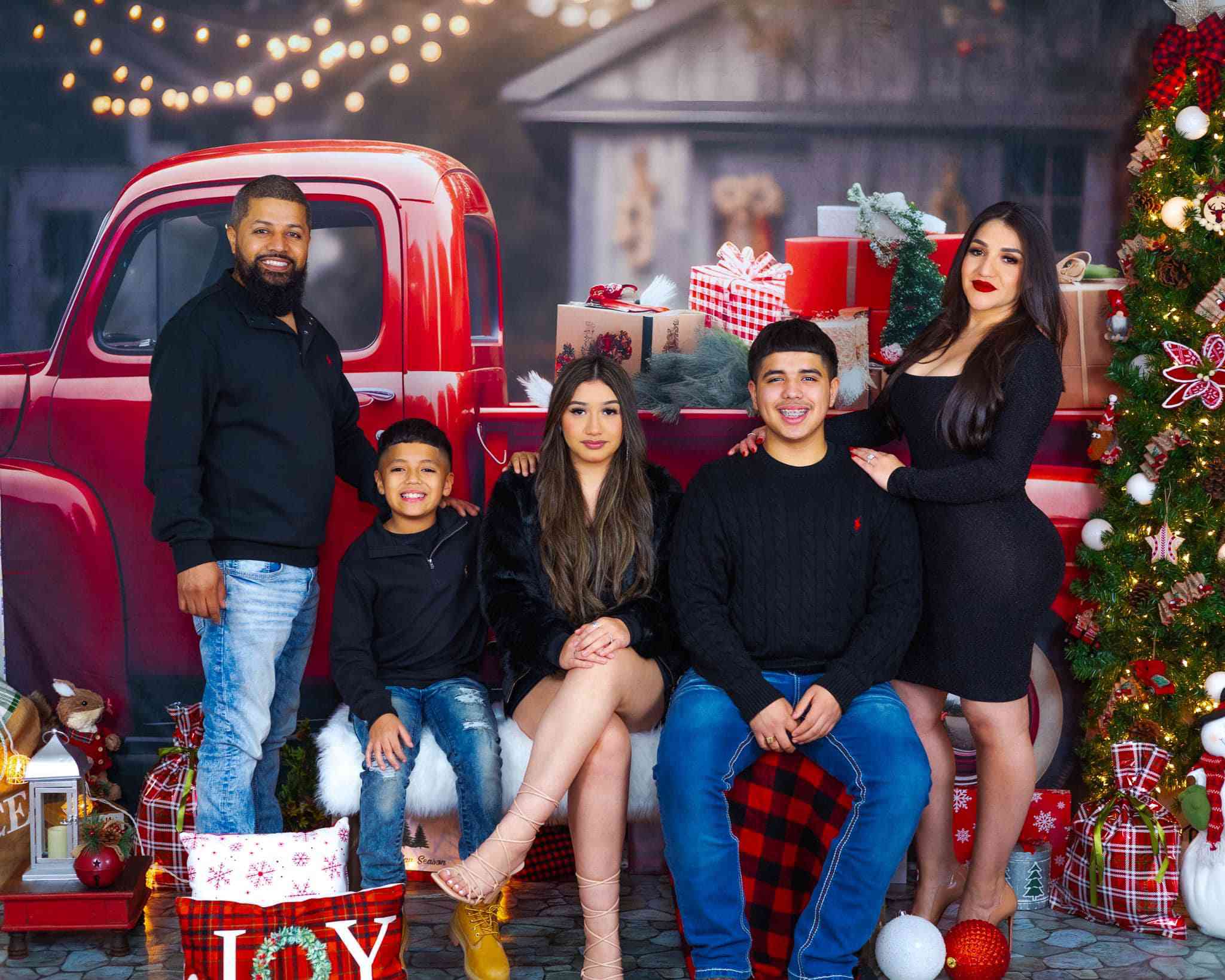 Kate Christmas Gift Red Truck Backdrop for Photography