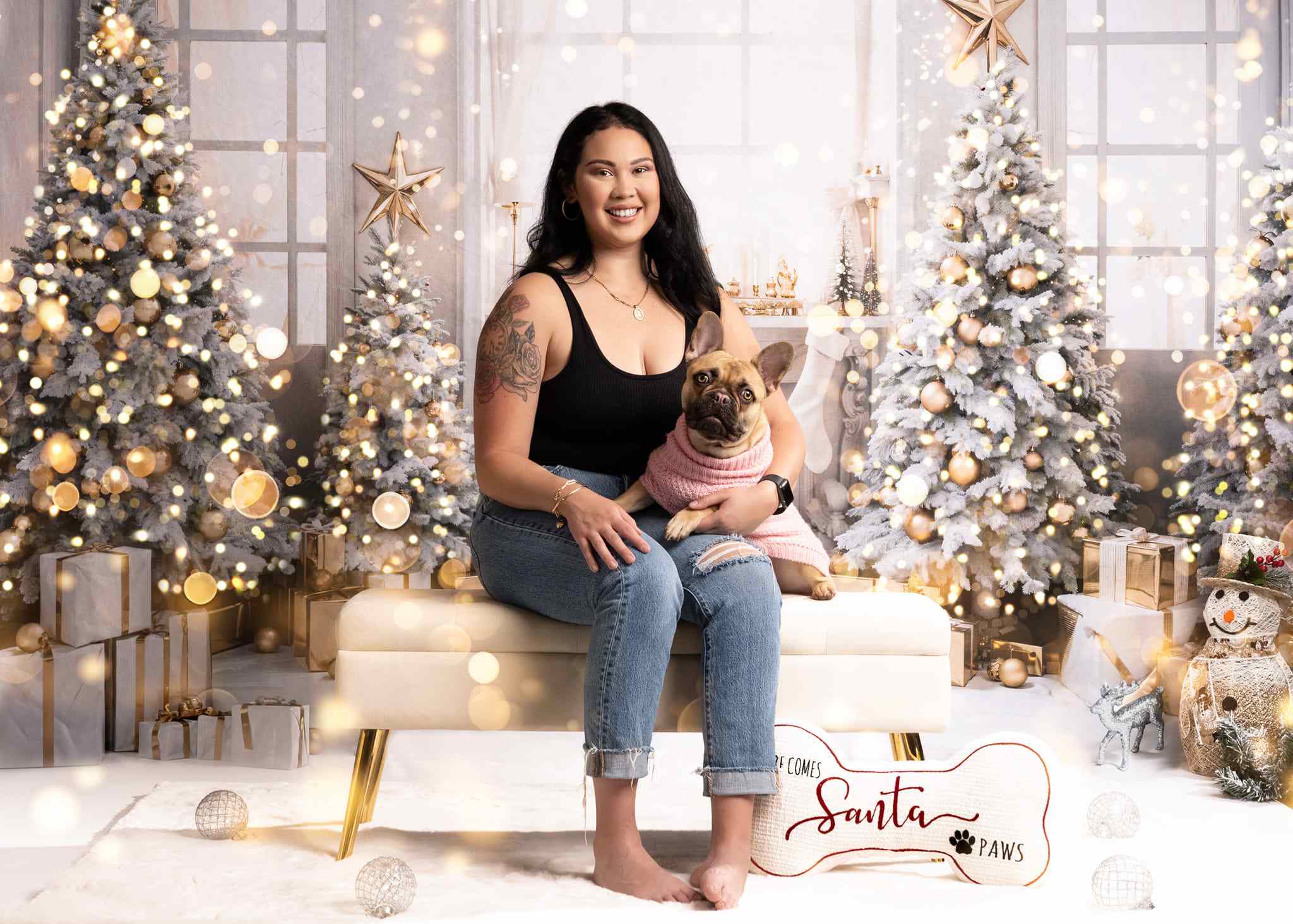 Kate Christmas Tree Gift Backdrop Room Window White Socks Designed by Chain Photography - Kate Backdrop AU