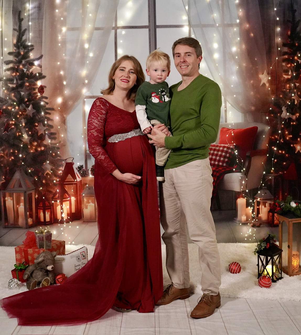 Kate Christmas Warm Room Window Tree Backdrop Designed by Emetselch - Kate Backdrop AU