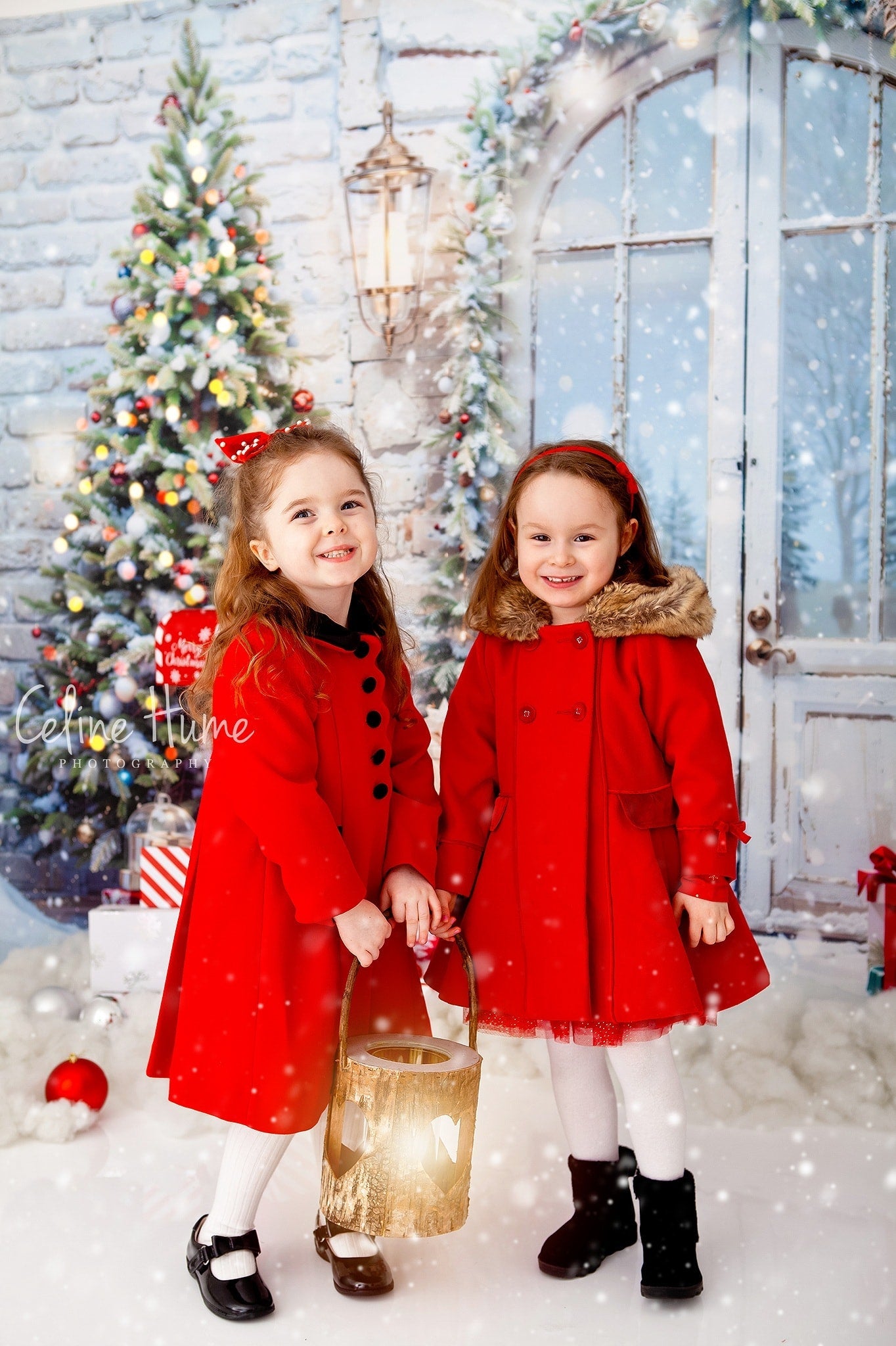 Kate Christmas Snow Tree Door Fleece Backdrop Designed by Emetselch - Kate Backdrop AU