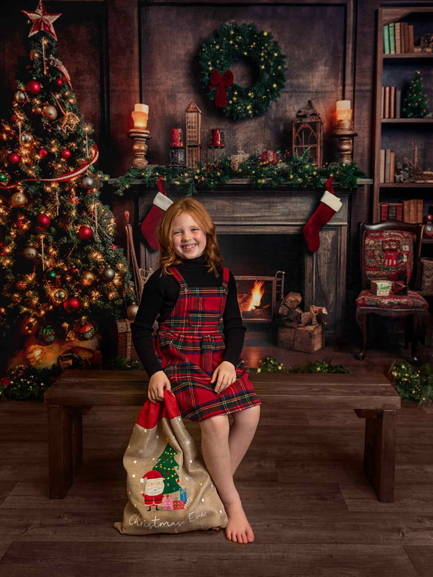Kate Christmas Tree Fireplace Backdrop Winter for Photography - Kate Backdrop AU