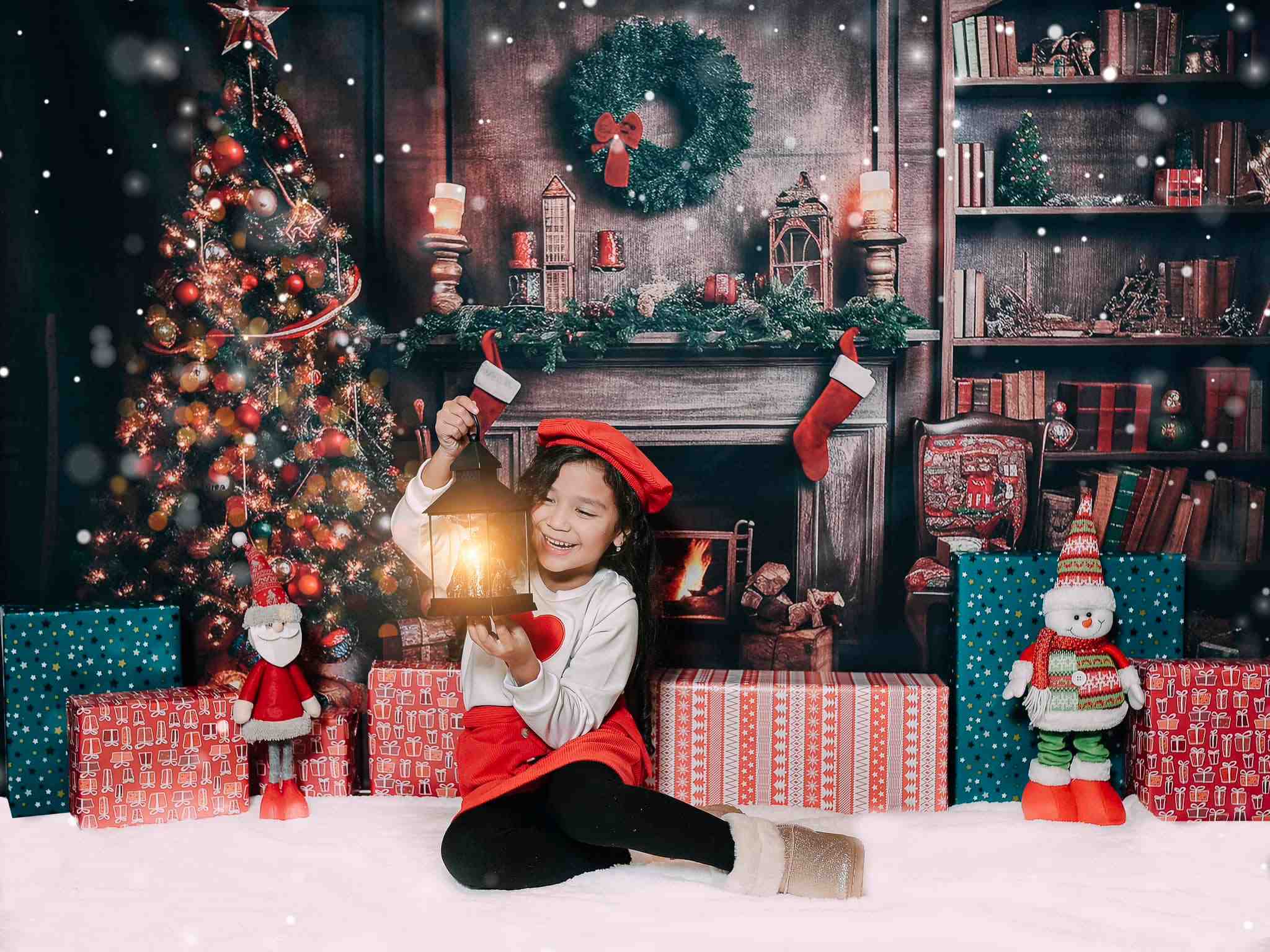 Kate Christmas Tree Fireplace Backdrop Winter for Photography - Kate Backdrop AU