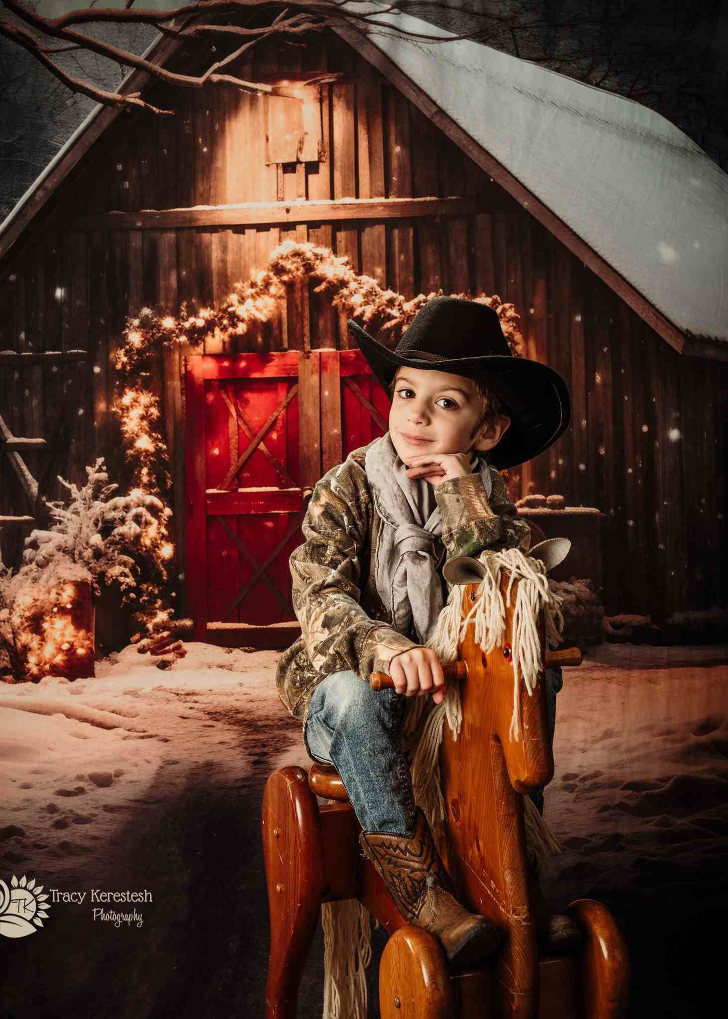 Kate Christmas Way to Red Barn Night Backdrop for Photography - Kate Backdrop AU