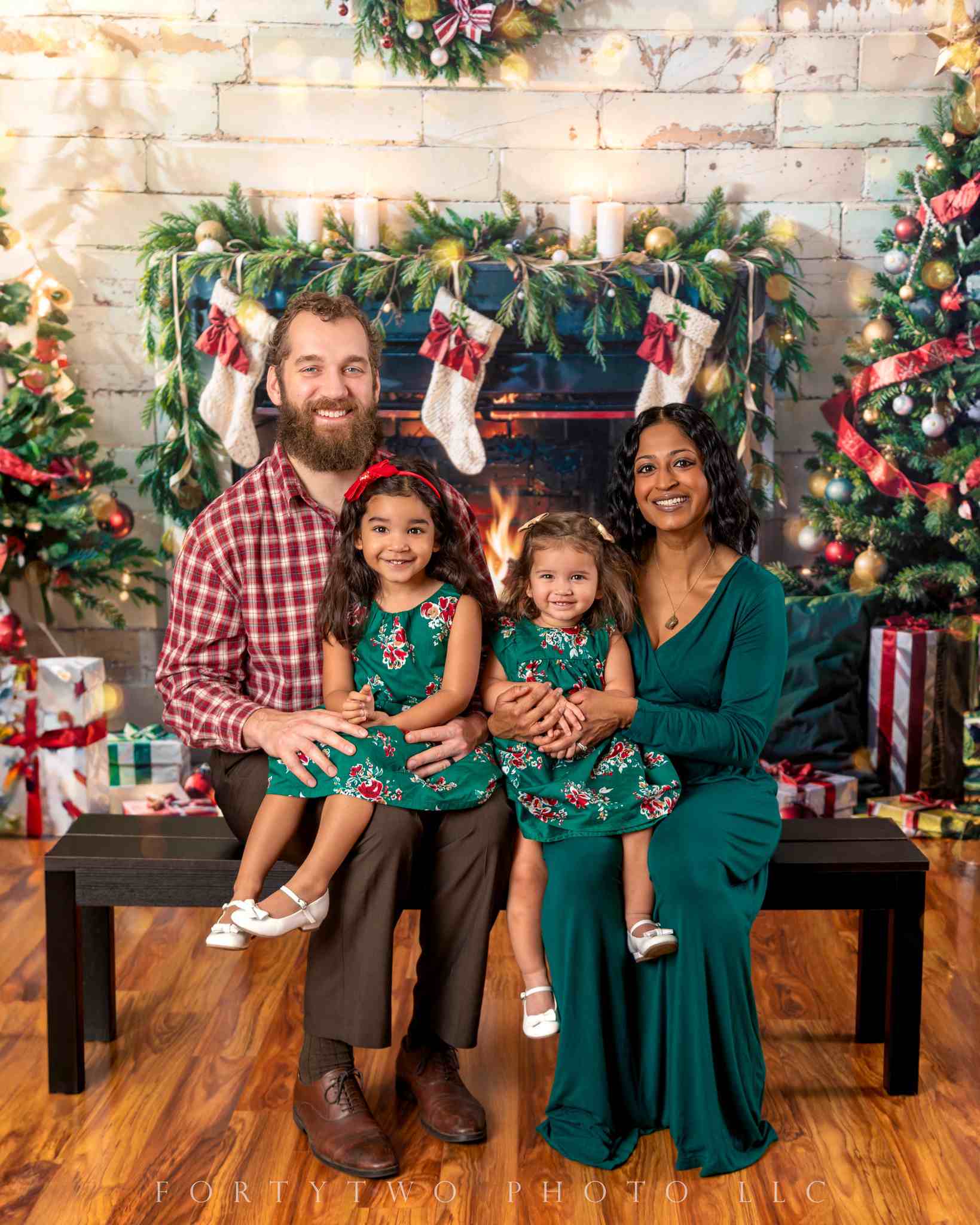 Kate Christmas Burning Fireplace White Wall Backdrop for Photography - Kate Backdrop AU