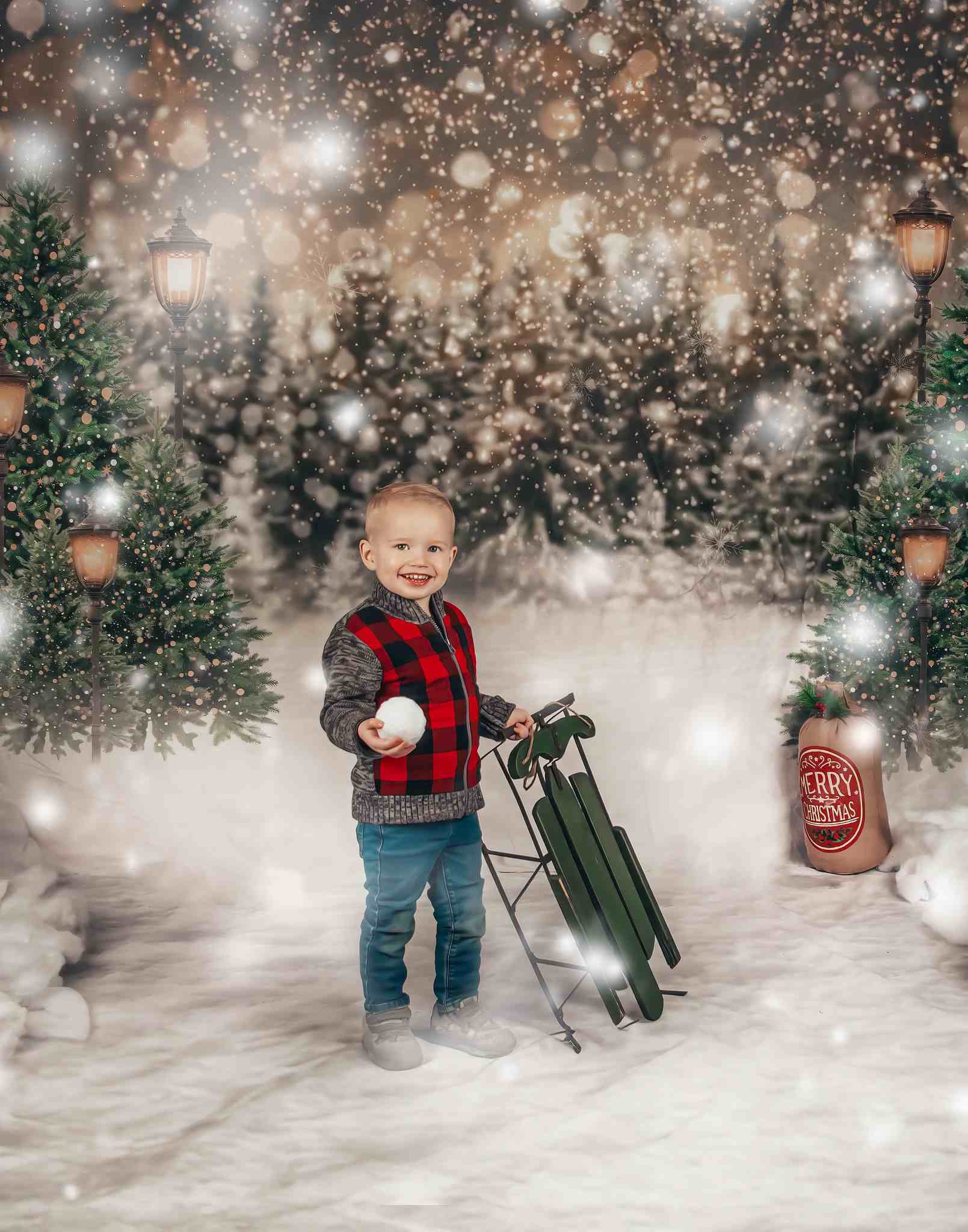 Kate Christmas Snow Forest Lights Backdrop for Photography - Kate Backdrop AU