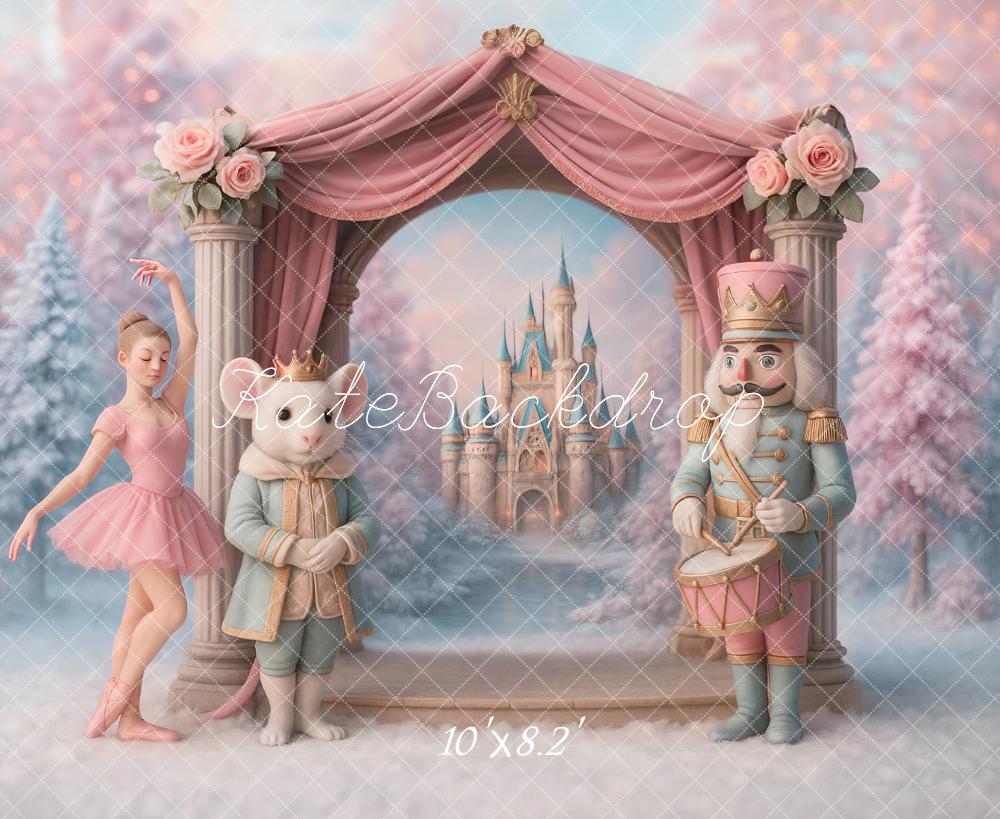 Kate Nutcracker Ballet Castle Arch Pink Backdrop Designed by Ashley Paul - Kate Backdrop AU
