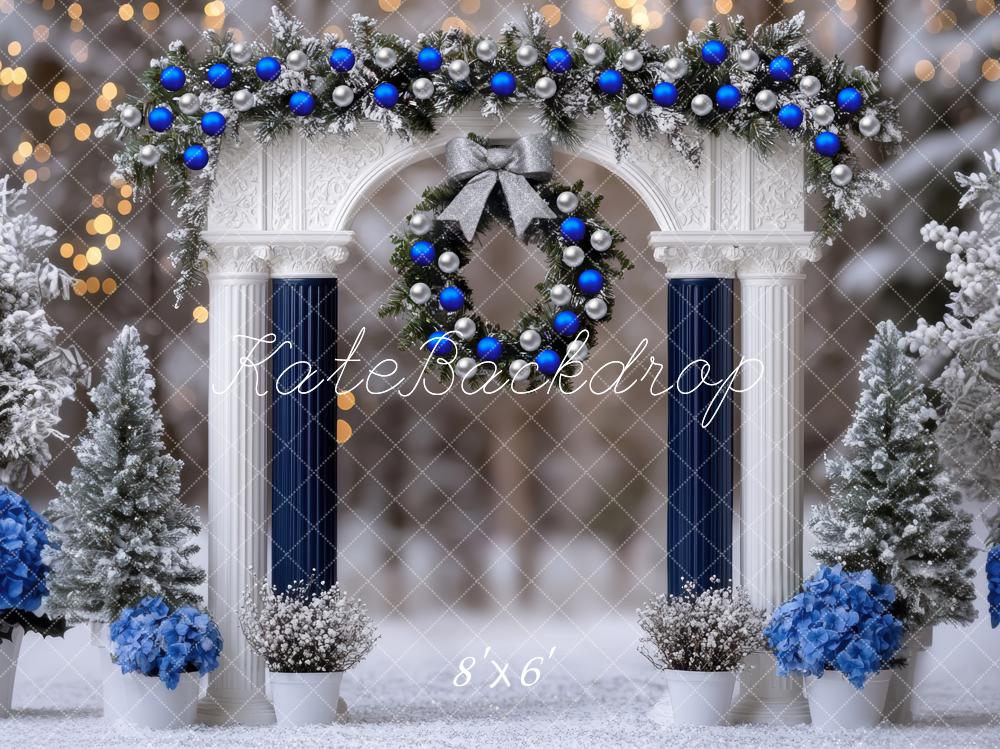 Kate Christmas Arch Wreath Blue Backdrop Designed by Mini MakeBelieve - Kate Backdrop AU