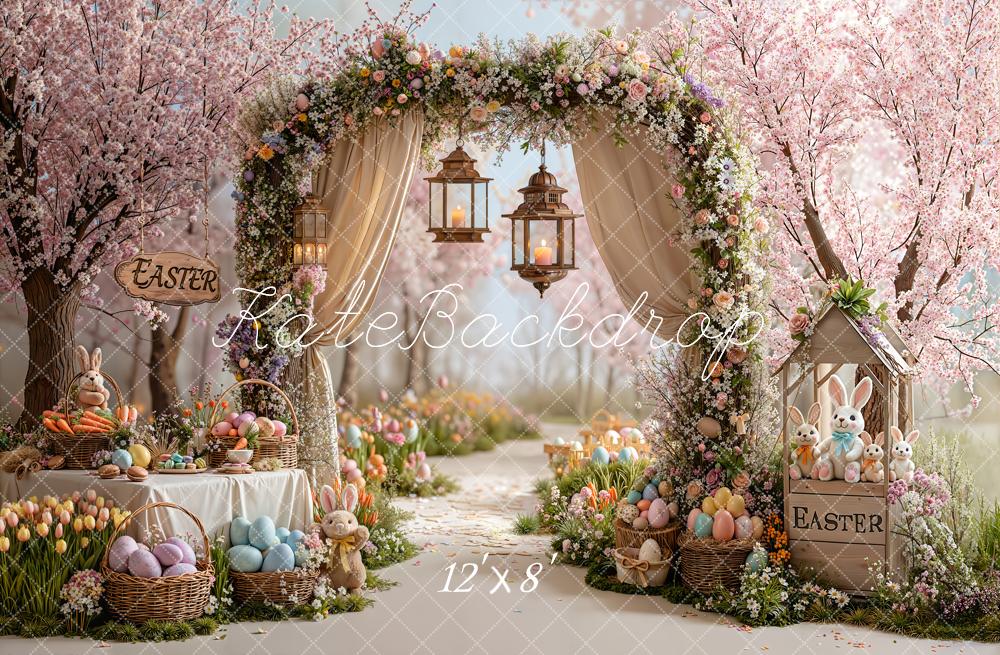 Kate Easter Bunny Flower Arch Eggs Fleece Backdrop Designed by Emetselch