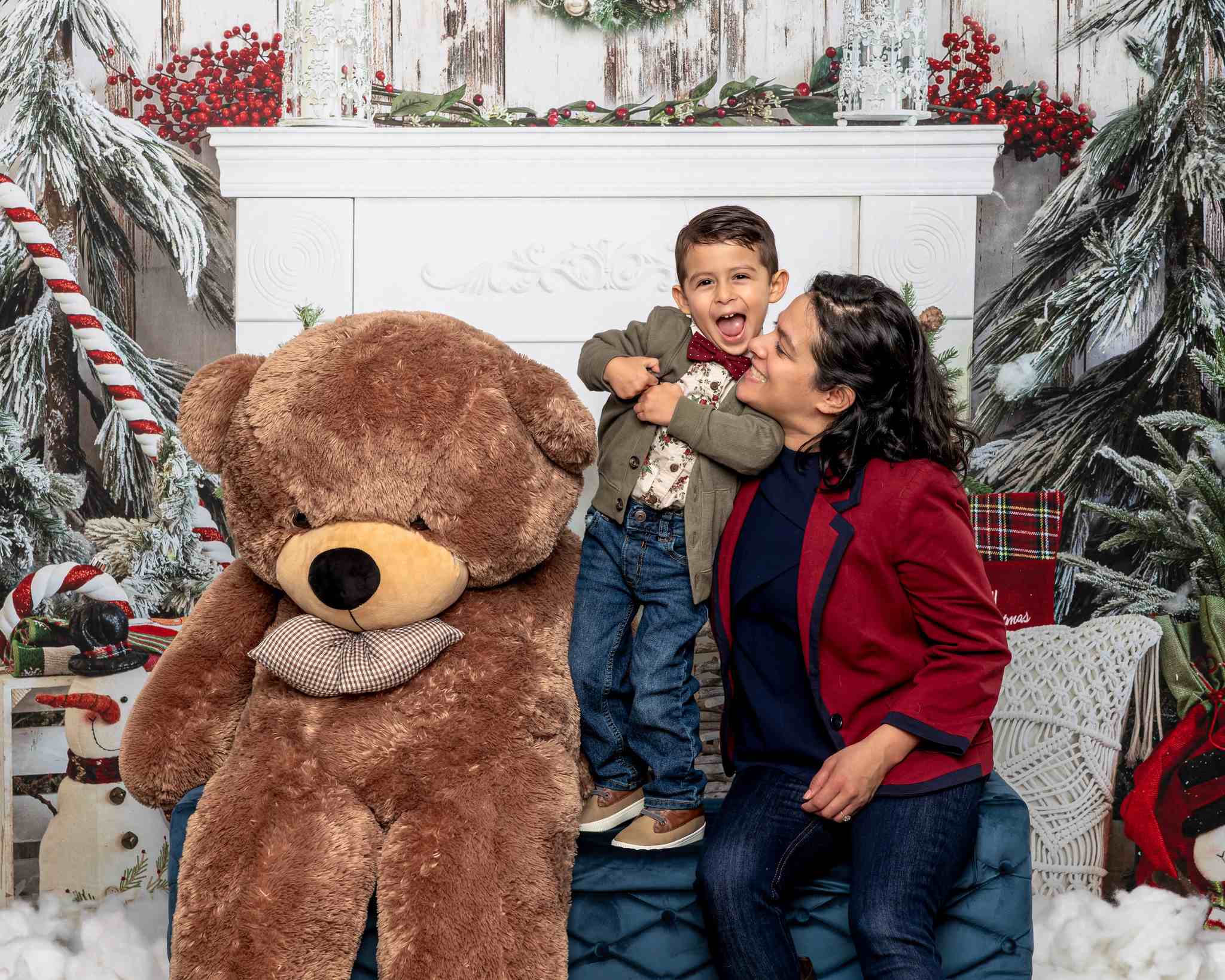 Kate Christmas Fireplace Tree Oak Wood Backdrop for Photography - Kate Backdrop AU