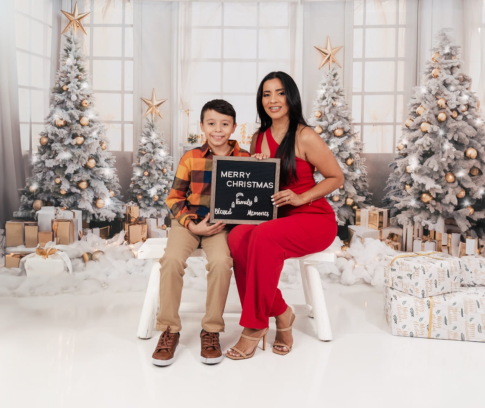 Kate Christmas Tree Gift Backdrop Room Window White Socks Designed by Chain Photography - Kate Backdrop AU