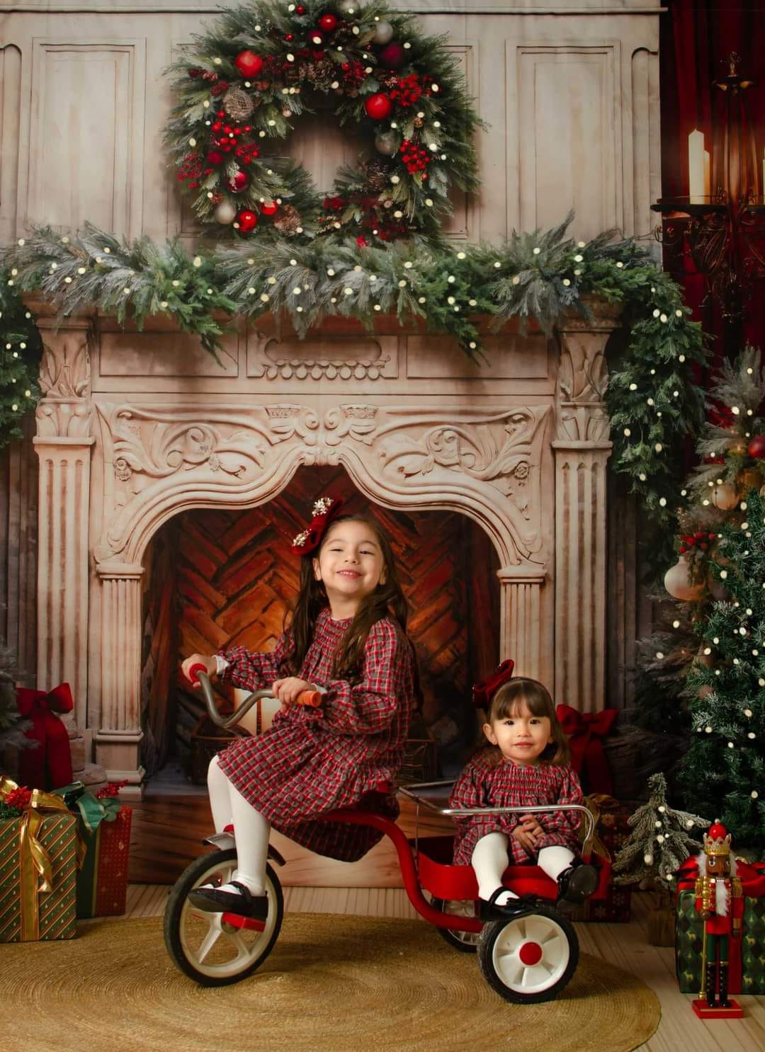 Kate Christmas Tree Fireplace Red Backdrop Designed by Emetselch - Kate Backdrop AU