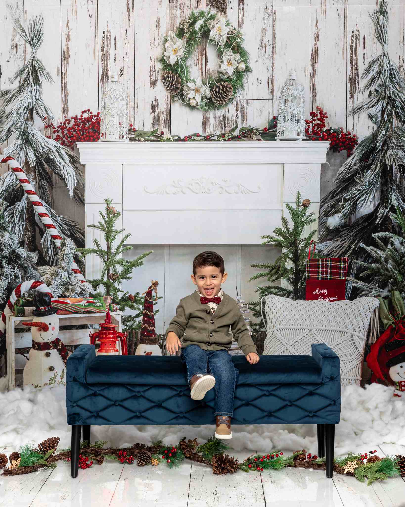 Kate Christmas Fireplace Tree Oak Wood Backdrop for Photography - Kate Backdrop AU